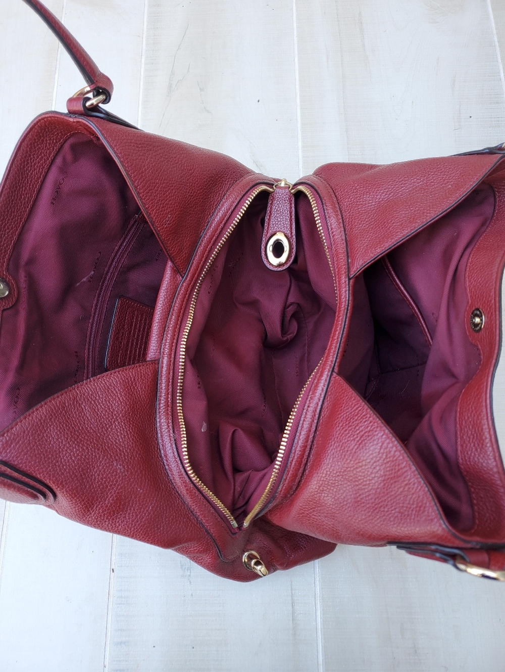 Coach Edie Hobo Satchel In Burgundy - Picture 9 of 11